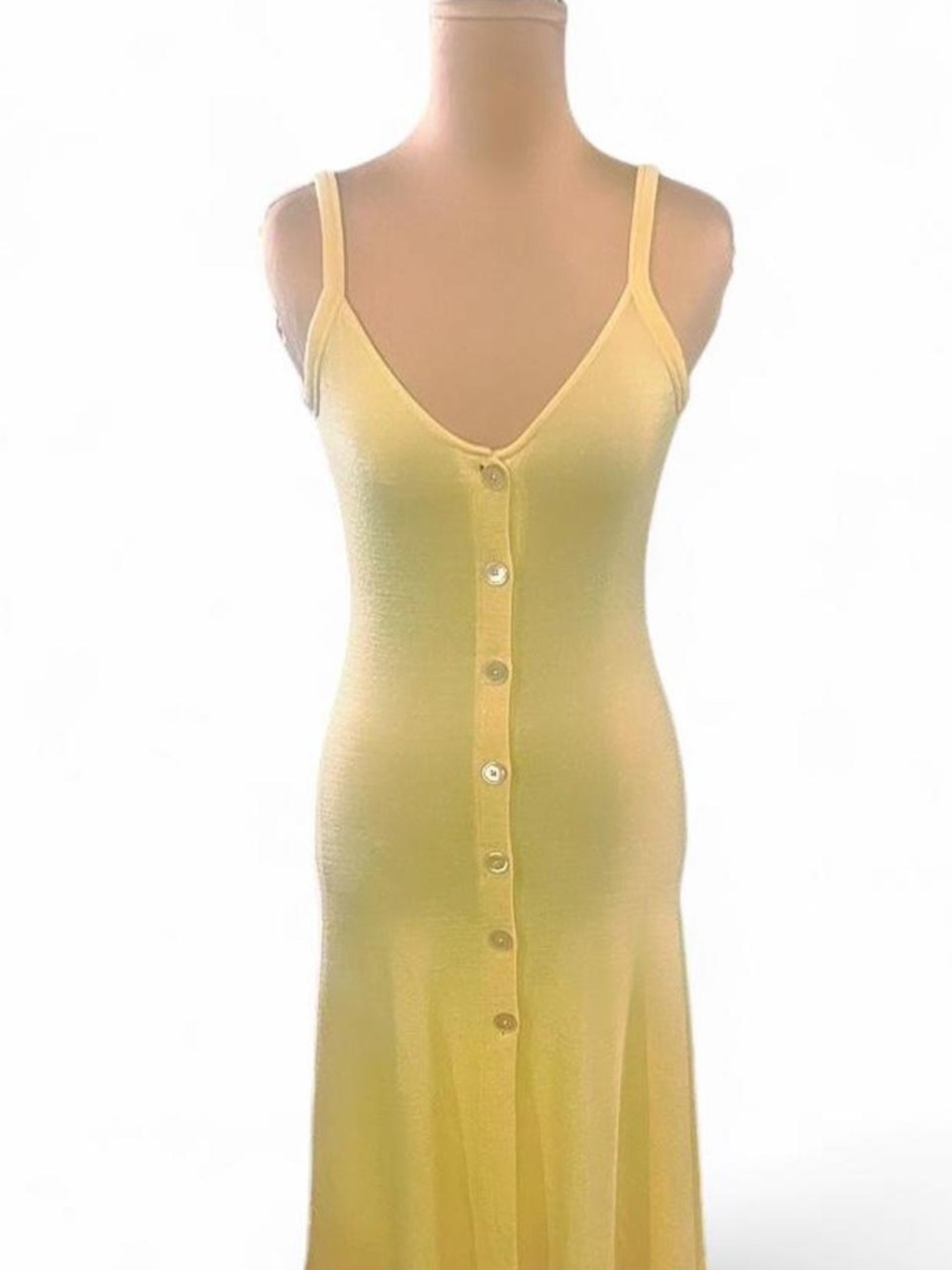 Aritzia Willard Free Butter Yellow Button Front Sleeveless Sundress in XS